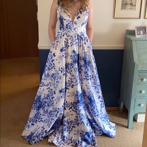 Glamour by Terani Couture V-neck prom dress